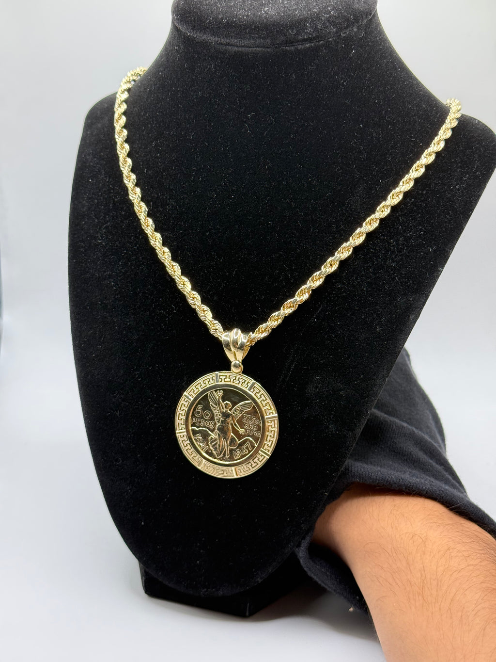 10K Gold Mexican Pesos + 5mm Hollow Rope Set