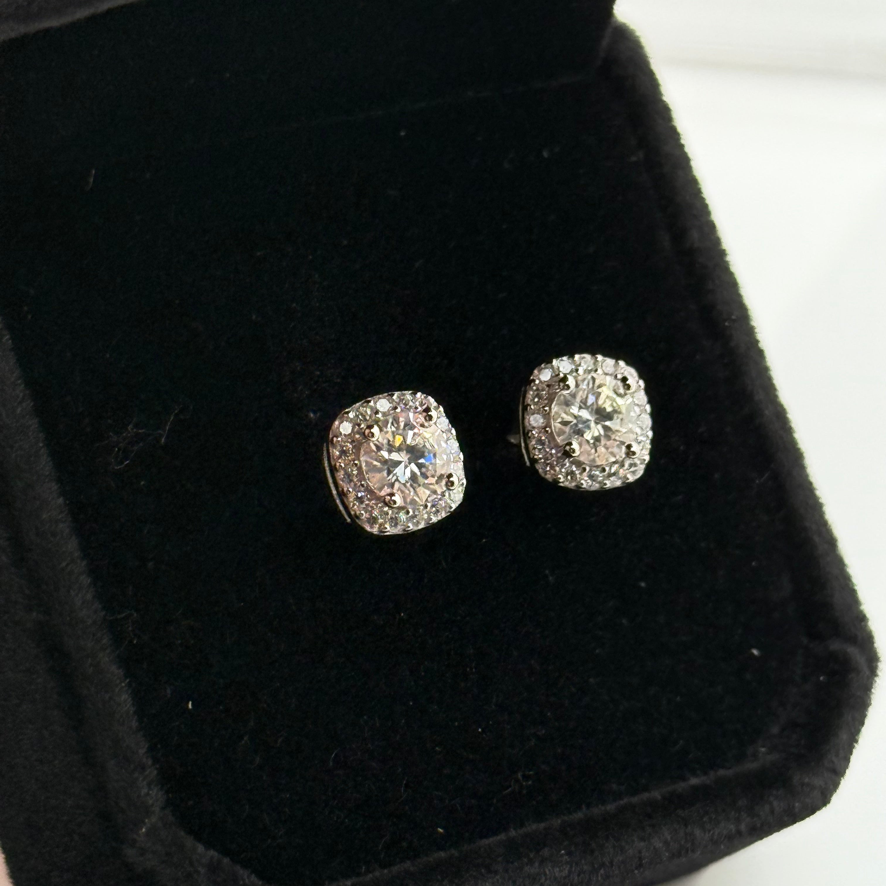Moissanite ‘Halo’ 7.5mm Earrings | .925 Silver