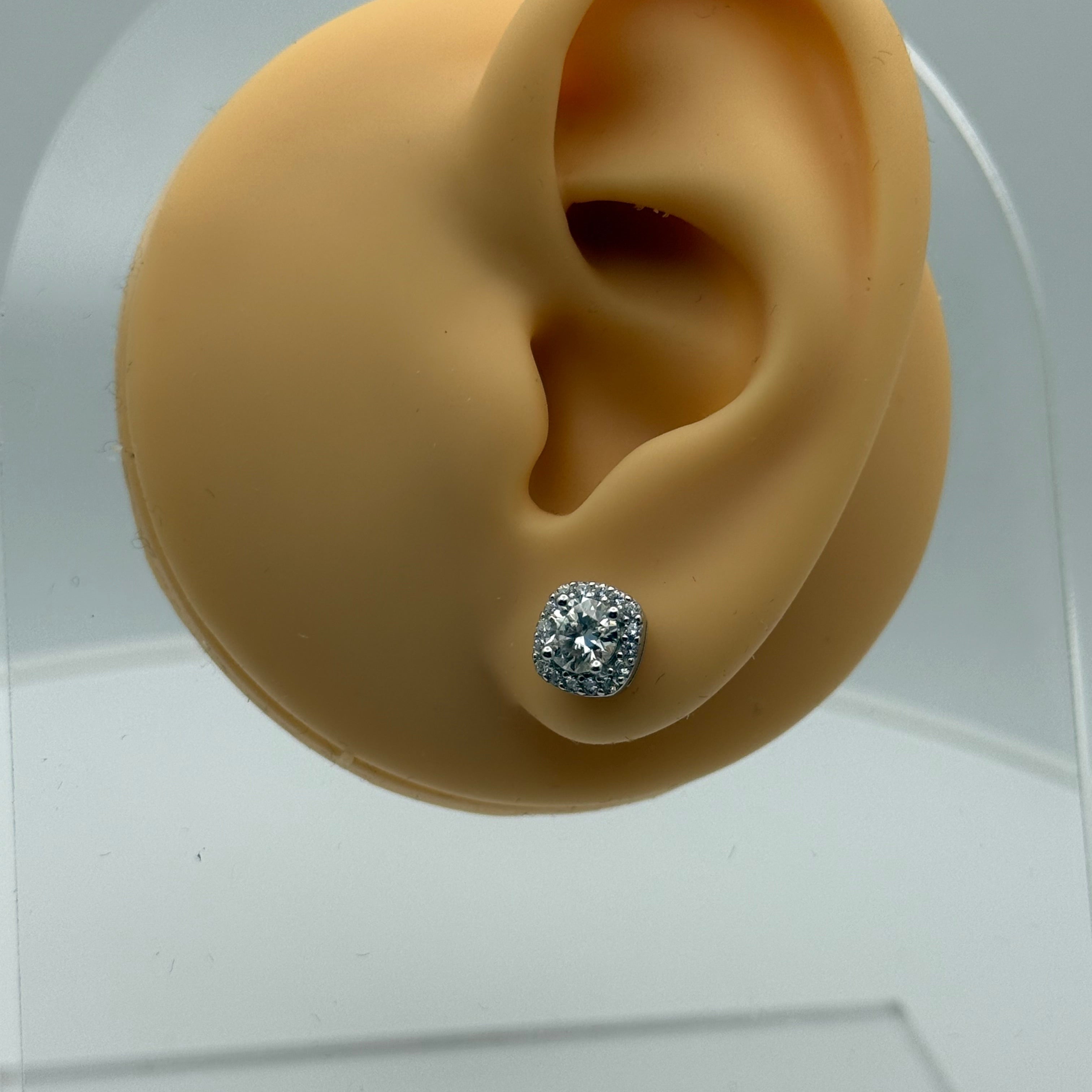 Moissanite ‘Halo’ 7.5mm Earrings | .925 Silver