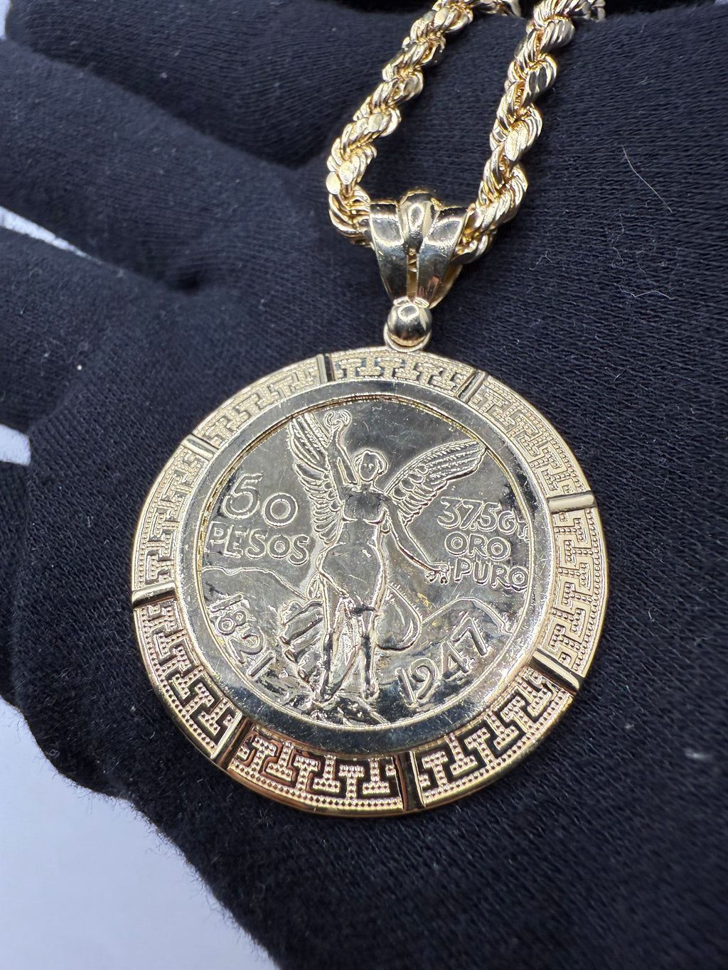 10K Gold Mexican Pesos + 5mm Hollow Rope Set