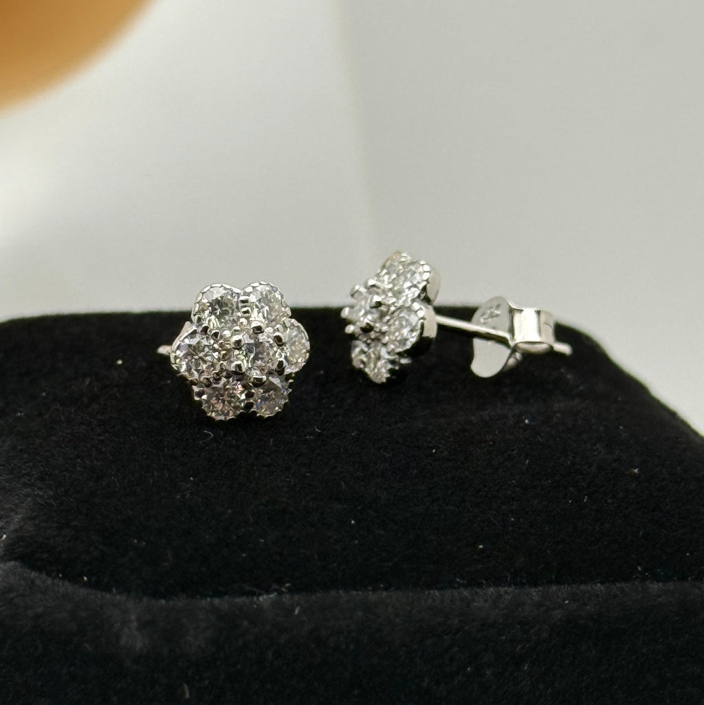 Moissanite 'Cluster Flower' Earrings | .925 Silver