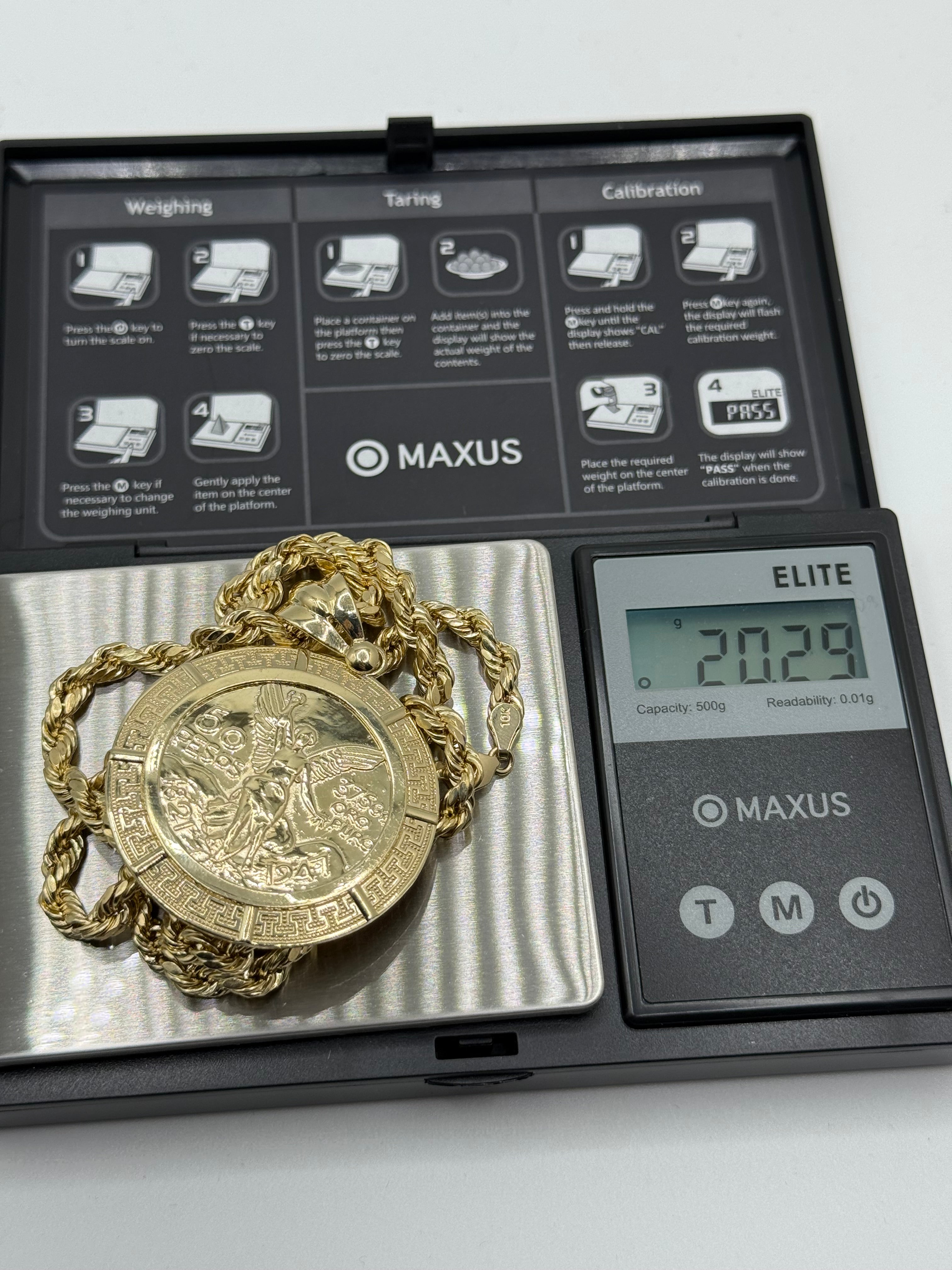 10K Gold Mexican Pesos + 5mm Hollow Rope Set