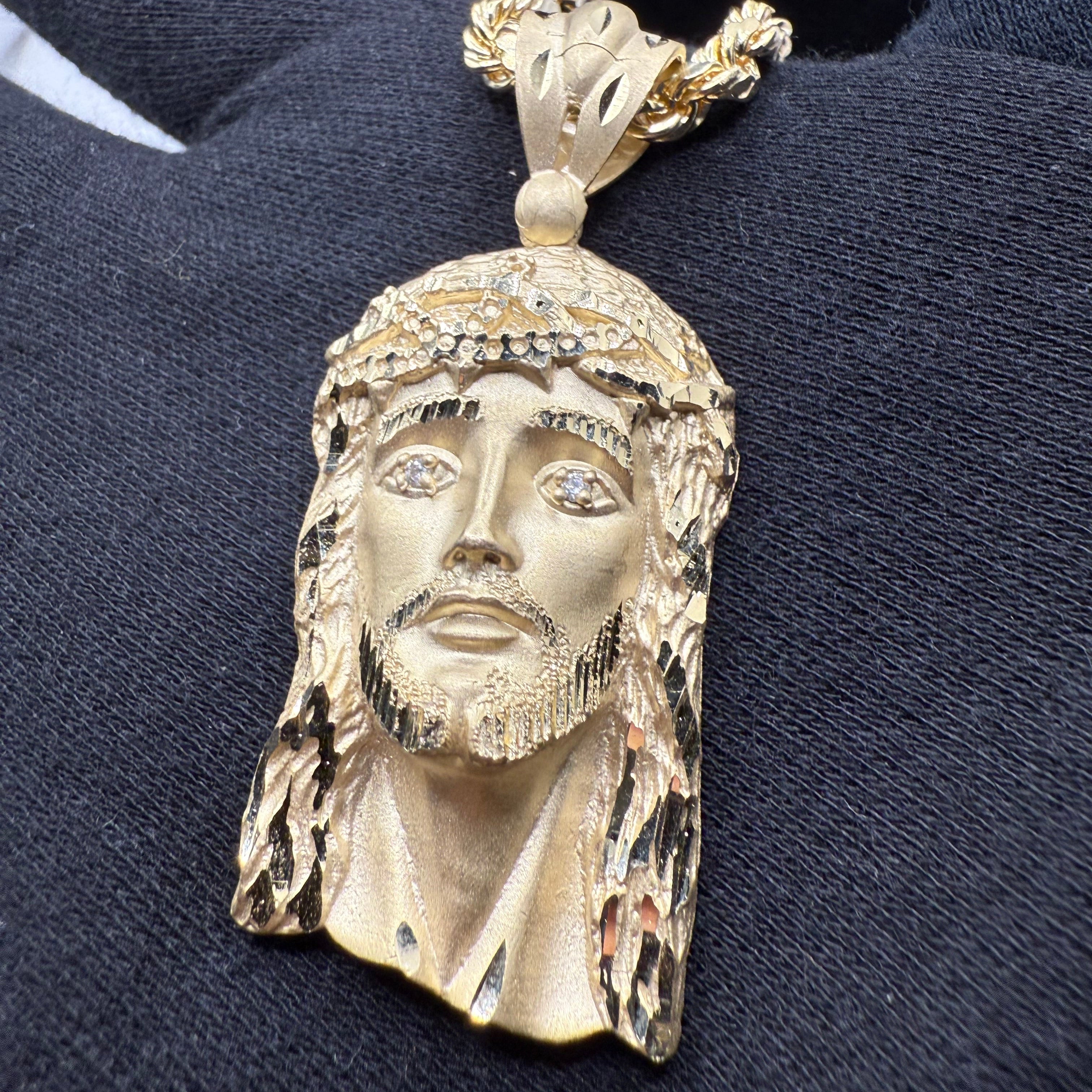 10K Gold Jesus Head + 5mm Hollow Rope Set