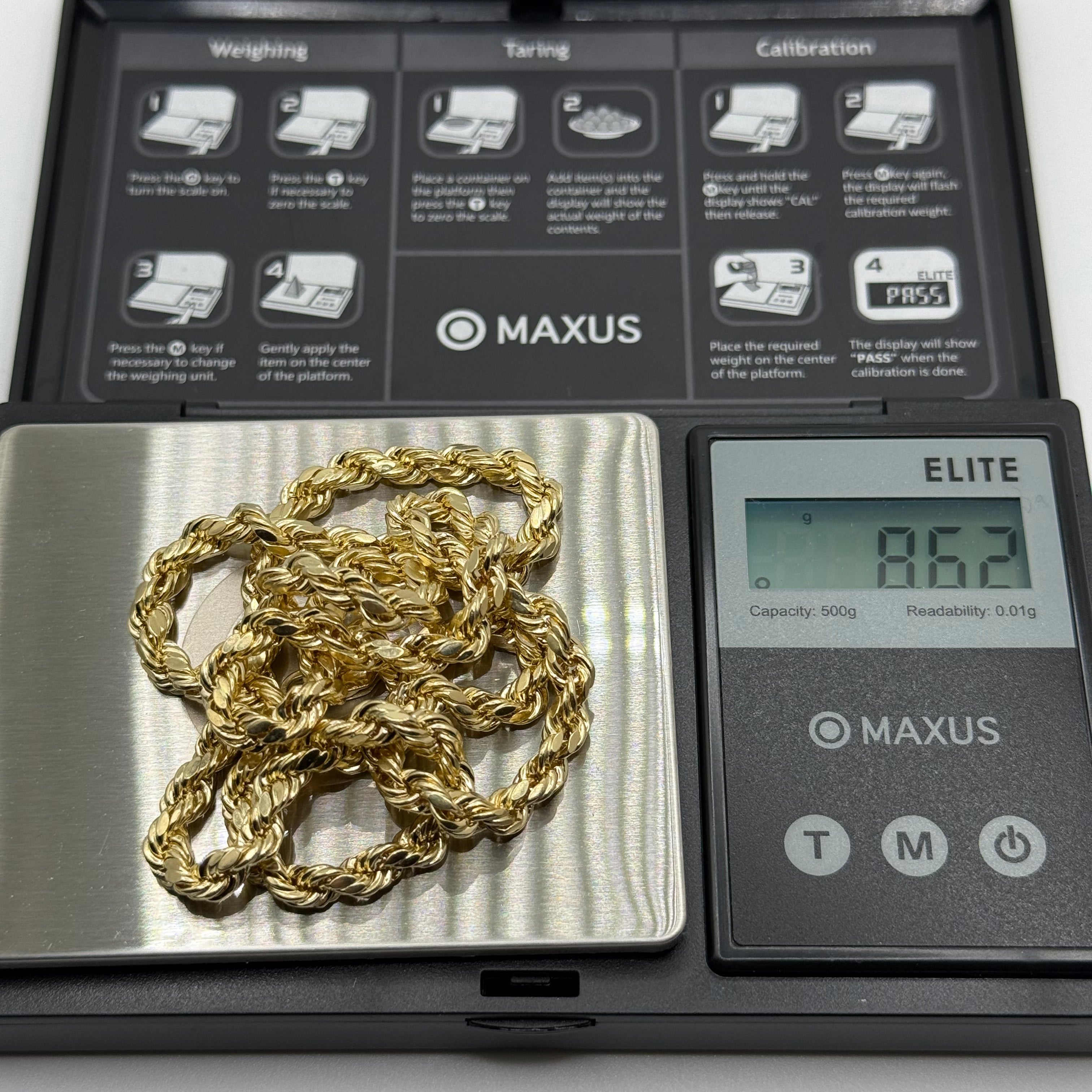 10K Gold 5mm Rope Chain (Hollow)