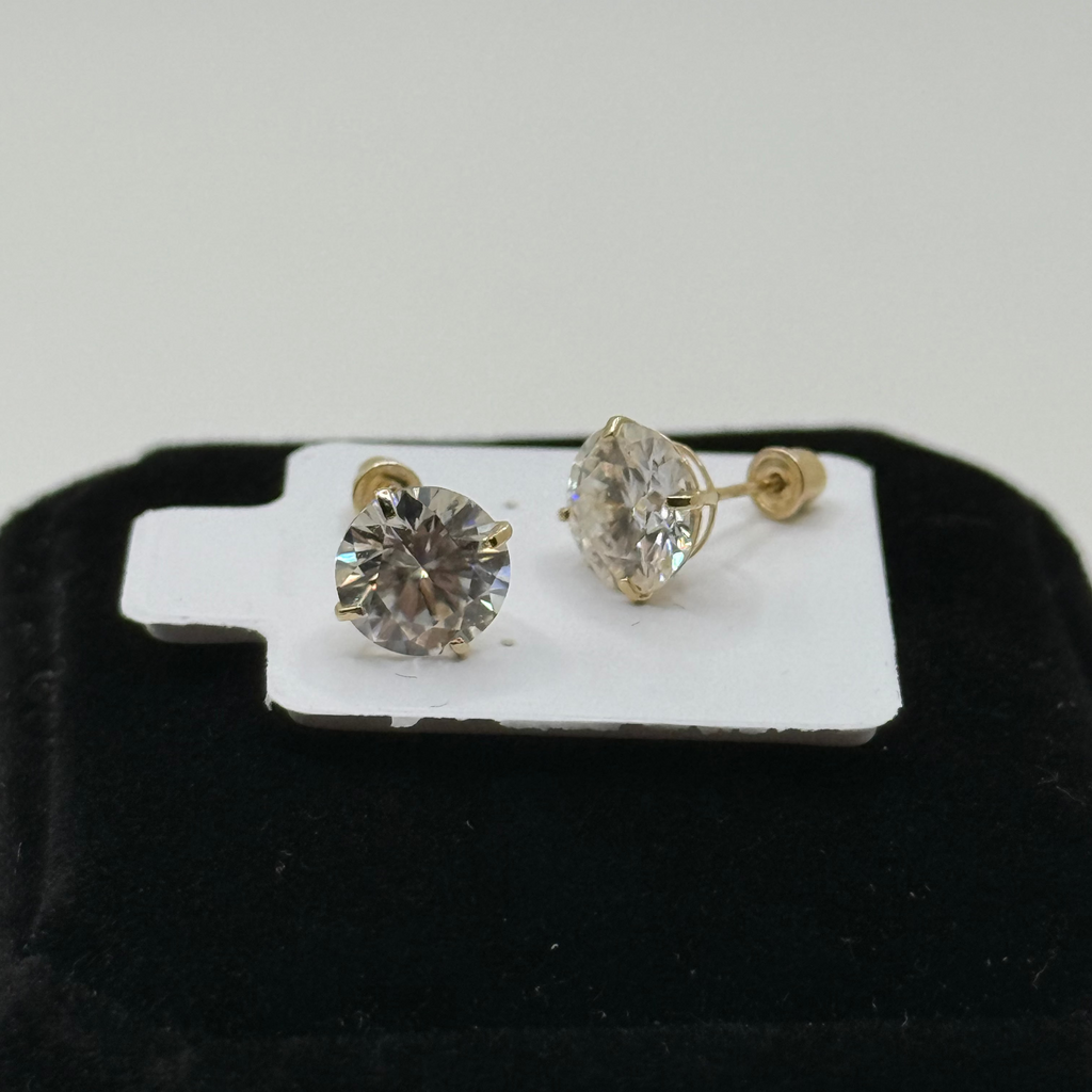 14Kt Gold Moissanite Round Stud Earrings
