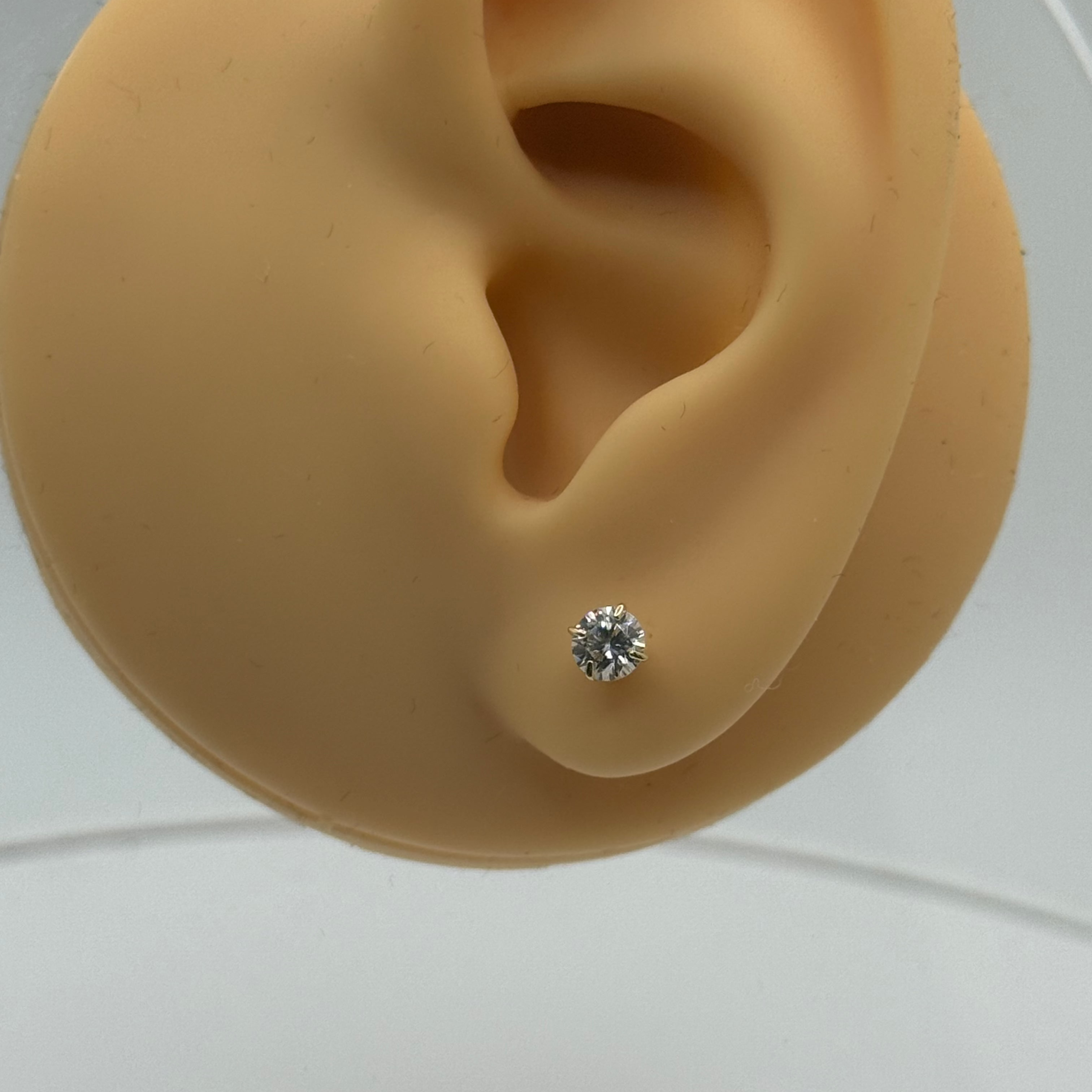 14Kt Gold Moissanite Round Stud Earrings