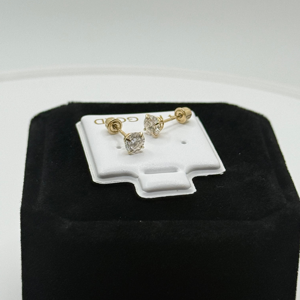 14Kt Gold Moissanite Round Stud Earrings