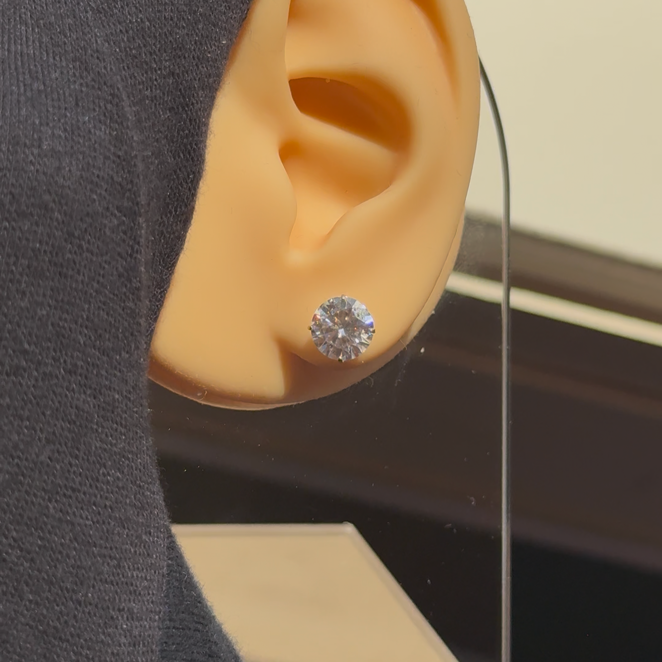 14Kt Gold Moissanite Round Stud Earrings